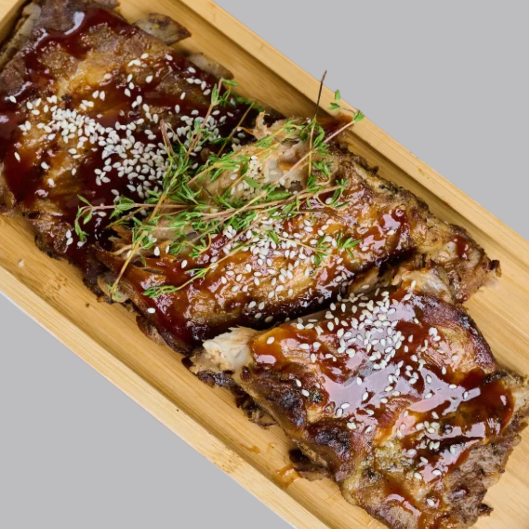 Coaste de porc glazurate in sos barbeque - 1 kg de la Chefsuperfood Salata de Boeuf cu Porc