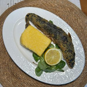 Crap prajit cu mamaliga gatit dupa reteta lui Chef Catalin Scarlatescu- 200g