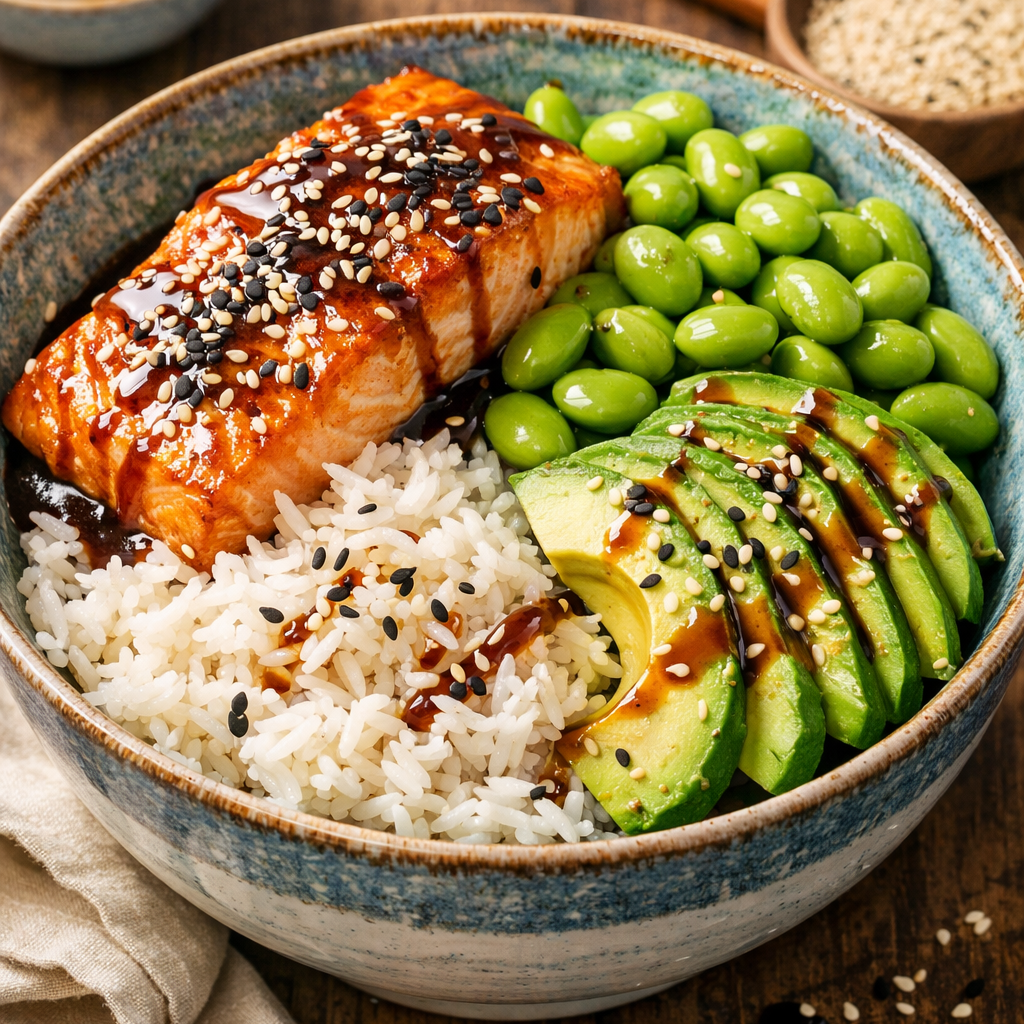 Salmon Teriyaki Protein Bowl de la Chefsuperfood Teriyaki Chicken Power Bowl